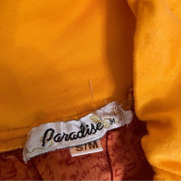 RECYCLED PARADISE SKIRT colors of yellow, red, cream, brown. Size S/M - Picture 10 of 14